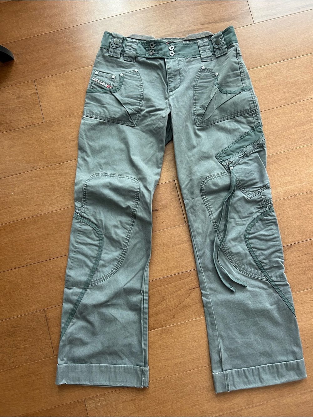 Vintage Y2K Diesel Industry Gray Utility Cargo Pants Size 29